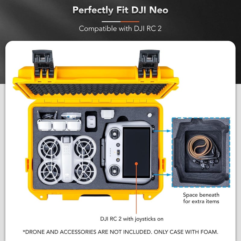 Lykus Titan N110 Waterproof Hard Case for DJI Neo Combo, RC-N3/DJI RC 2, Support Up to 7 batteries [CASE ONLY] - Image 3